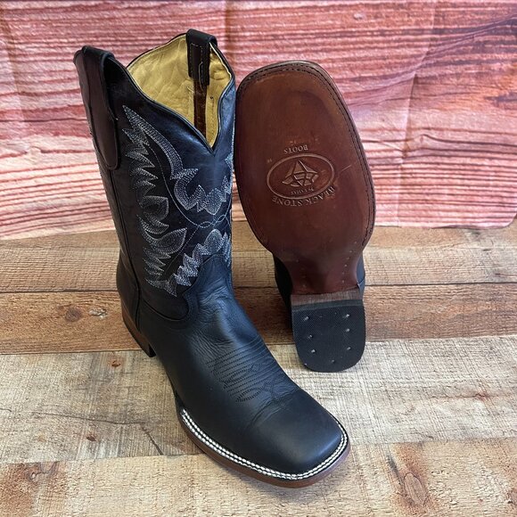 Men\'s Western Rodeo Cowboy Boots Genuine Leather Handmade Mexican BlackBoots 010